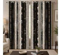PAOPOED Black and Beige Black Out Curtains, Abstract Chic Cream Tan Brown Vintage Blackout Window Curtains Decor for Boy Bedroom, Living Room, Art Gallery Grommet Window Drapes 2 Panel Set, 52"x84"