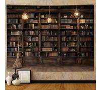 PAOPOED Vintage Bookshelf Tapestry Wall Hanging, Medieval Gothic Bookcase Tapestries, Library Bohemian Hippie Wall Art for Study Room Bedroom College Dorm Decor, 60X40 Inch