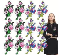 Paotxpum 12 Flower Iron On Patches Sets Embroidered Sew Applique Repair Patch for Clothes, Dress, Hat, Jeans, DIY Accessories