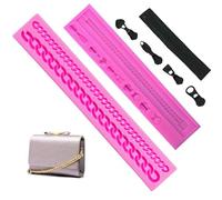 Paotxpum 2 Pack Zipper Chain Silicone Mold for DIY Cake Cupcake Topper Fondant Chocolate Clay Mould Purse Bag Mold