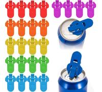 Paotxpum 24 PCS Manual Easy Can Opener Colorful Drink Can Protector Cap Leakproof Soda Top Ring Opener Tool for Pop Coke Beer Tab, Premium Plastic Shields Can Openers Can Prevent Dust at The Party