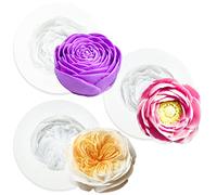 Paotxpum 3Pcs 3D Flower Fondant Molds Set, Cake Baking Molds, Chocolate Candy Mold for Party Baby Shower Cake Decoratin Clay, Soap Crafting Projects