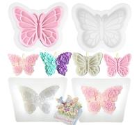 Paotxpum 4 PCS 3D Flower Butterfly Candle Molds Mini Butterfly Silicone Molds Epoxy Resin for Candle Making Resin Casting Soap Plaster Fondant Cake Decoration Molds