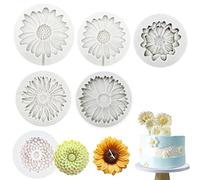 Paotxpum 6 PCS 3D Chrysanthemum Flower Silicone Mold, Flower Fondant Cake Baking Molds, Chocolate Candy Mold for Party Baby Shower Cake Decoratin Clay,Soap Crafting Projects 6pcs