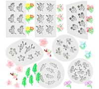 Paotxpum 7Pcs Flower Fondant Molds Set, Cake Baking Molds, Chocolate Candy Mold for Party Baby Shower Cake Decoratin Clay
