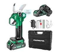 Paowafol Electric Pruning Shears, 1.6 inch (40mm) Cutting Diameter Cordless Electric Scissors with LCD Display, 21V Brushless Motor Branch Cutter with 2 PCS Rechargeable 2000mAh Batteries & 2 Blades