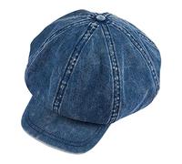 Paowsietiviity Denim Cotton Newsboy Hat Soft 8 Panels Baker Boy Beret Flat Caps Vintage Blue, 58-60 cm