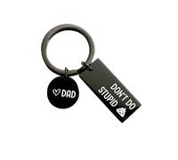 Paowsietiviity Don't Do Stupid Black Key Chain Decorative Metal Letter Engrave Keychain Dad Mom Lovely Funny Pendant Family Friends father