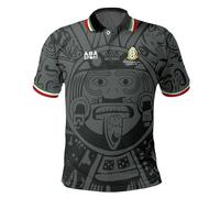 PAP Products Men's Mexico Black Retro Aztec Stone Design Soccer Jersey, Medium