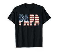 Papa American Flag Fathers Day Dad Grandpa 4th of July Mens T-Shirt