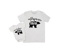 Papa Bear Baby Bear Dad and Baby Matching T-Shirt Baby Vest 1st Present New Dad Gift First Father's Day (Adult XL) White