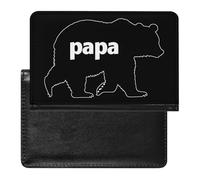 Papa Bear Passport Holder Cover PU Leather Passport Wallet Organizer Protector Slim Travel Accessories