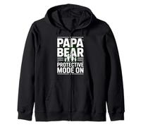 Papa Bear Protective Mode on Funny Dad Life Zip Hoodie
