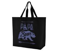 Papa Bear Reusable Grocery Bag Large Capacity Foldable Shopping Tote with Inner Pocket