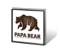 Papa Bear Square Pin Brooches Cute Badge Jewelry