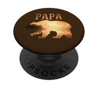 Papa Bear Sunset Lake Outdoors Camping Dad Father's Day Men PopSockets Adhesive PopGrip