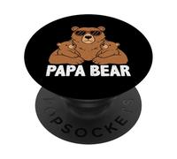 Papa Bear with Two Cubs for Dad and Father Figures PopSockets Adhesive PopGrip