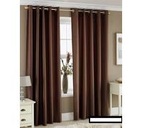 Papa Jones Ltd Faux Silk Lined Curtains With Eyelet Ring, Natural Curtains, Window Curtain, Luxurious, Lightweight, Durable, Soft Touch, Wrinkle-Free, (Chocolate Brown, 66 x 90)