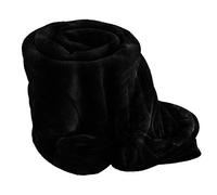 Papa Jones Ltd Luxury Faux Fake Fur Mink Throw Sofa Bed Blanket, Fluffy Reversible Blankets, Lightweight And Breathable Microfiber, (200x240cm), Black