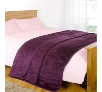Papa Jones Soft Faux Fur Mink Bed Throw Blanket, Fluffy Reversible Blankets, Pure Polyester Lightweight And Breathable,Medium Double Size 150cm x 200cm, Aubergine Ltd