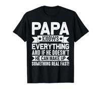 Papa Knows Everything Daddy Dad Funny Fathers Day Value Graphic T-Shirt, Men, Black, XL