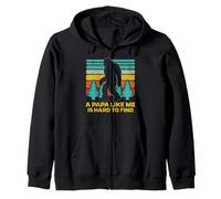 Papa Like Me Hard Find Sasquatch Fathers Day Bigfoot Pops Zip Hoodie