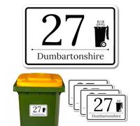Papa Prints Bin Numbers for Wheelie Bins 4 Pack (150 x 100 mm) Personalised Bin Stickers for Wheelie Bins Waterproof Bin Number Stickers