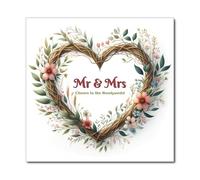Papa Prints Congratulations on Your Wedding Card Mr and Mrs Heart Floral Happy Wedding Day Card (145 x 150 mm) with Envelope