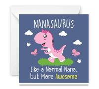 Papa Prints Nana Birthday Cards (145 x 150 mm) Nanasaurus Birthday Card for Her Happy Mothers Day Nana Card Nana Mothers Day Card Birthday Cards with White Envelope Greeting Card