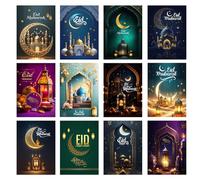 Papa Prints Pack of 12 Ramadan Card (149 x 105 mm) Happy Eid Card with Envelopes Eid Mubarak Cards for Kids Ramadan Cards Pack