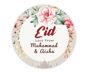 Papa Prints Pack of 24 Eid Mubarak Personalised Stickers Labels 45mm Happy Eid Stickers Personalised Ramadan Mubarak Stickers for Eid Party, Envelopes, Treat Bags, Decorations