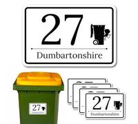 Papa Prints Pack of 4 Personalised Bin Stickers (150 x 100 mm) Waterproof Bin Numbers for Bins