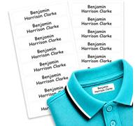Papa Prints Pack of 40 Iron on Name Labels for Clothes (44 x 11 mm) Uniform Name Tags Iron on School Labels for Clothes