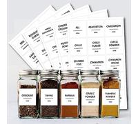 Papa Prints Pack of 75 Minimalist Spice Stickers for Jars (37 x 37 mm) Square Waterproof Spice Jar Stickers Herbs, Seasoning Spice Jar Labels Pre Printed Pantry Labels for Kitchen Storage