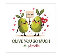 Papa Prints Personalised Valentines Card for Him Husband Funny 145 x 150 mm I Love You Cards for Her Funny Anniversary Cards for Her Olive you Card With Envelope