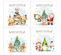 Papa Prints School Childrens Xmas Cards Class Christmas Cards Pack of 24 Christmas Cards with Envelopes (100 x 100 mm) Christmas Cards Multipack (Merry Xmas)