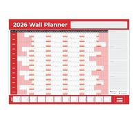 Papa Prints Yearly Wall Planner 2026 Full Year to View Calendar A1 (84 x 59 cm) Red Themed Wall Planner for Home and Office