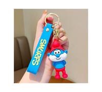 (Papa Smurf) The Papa Smurfs Jokey Smurf Smurfette Silicone Keychain Cartoon Pendant Blue
