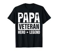 Papa Veteran Hero Legend Patriotic Veteran Grandpa US Flag T-Shirt