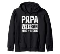 Papa Veteran Hero Legend Patriotic Veteran Grandpa US Flag Zip Hoodie