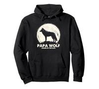 Papa Wolf Leader of the Pack Full Moon Graphic Pullover Hoodie