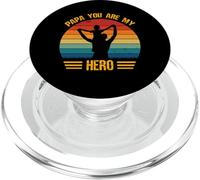 Papa you are my Hero Retro Vintage Dad and Son Father's Day PopSockets PopGrip for MagSafe