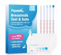 Papablic Alcohol Test Strips for Breastmilk, Quick Results in 2 Minutes Breast Milk Alcohol Test Strips for Breastfeeding Moms at Home Holiday Party, 12Pcs
