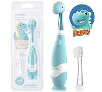 Papablic Toddler Sonic Electric Toothbrush for Ages 1-3 Years, Baby Electric Toothbrush with Cute Dino Cover and Smart LED Timer, 2 Brush Heads (Debby)