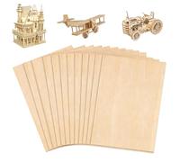 PAPAcroscoma 12 Pack Basswood Plywood, 200x100x2mm Thin Plywood Sheets, Wood Board for DIY Crafts, Painting, Engraving, Woodworking, Home Decor and Art Projects