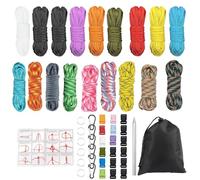 PAPAcroscoma 18 Pcs Paracord Cord Multifunction Paracord Ropes Survival Paracord Random Combo Crafting Kit DIY Manual Braiding 10 Feet for Making Lanyard Bracelet Dog Collar Idea for Gift