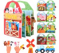 PAPAcroscoma 2026 New Models Busy Board for Toddlers: 3D Portable Felt Animal Farm Montessori Toy Busy Book for 1 2 3 4 Year Old Boy Girl Gifts Sensory Travel Educational Toy (Red)