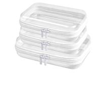 PAPAcroscoma 3PCS Clear Hard Plastic Zipper Case, Double Zippers Hard Pouch