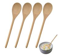 PAPAcroscoma 4Pcs Wooden Spoons for Cooking, Long Handle Natural Wooden Round Spoons, Wooden Cooking Spoon for Eating Mixing Stirring Kitchen Utensils