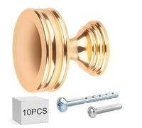 PAPAcroscoma Gold Cabinet Knobs: 10 Pack Aluminum Alloy Round Drawer Knobs 1.18"/30mm mit Two Types of Screws Landlord DIY Renovation for Drawer Dresser, Cupboard and Wardrobe